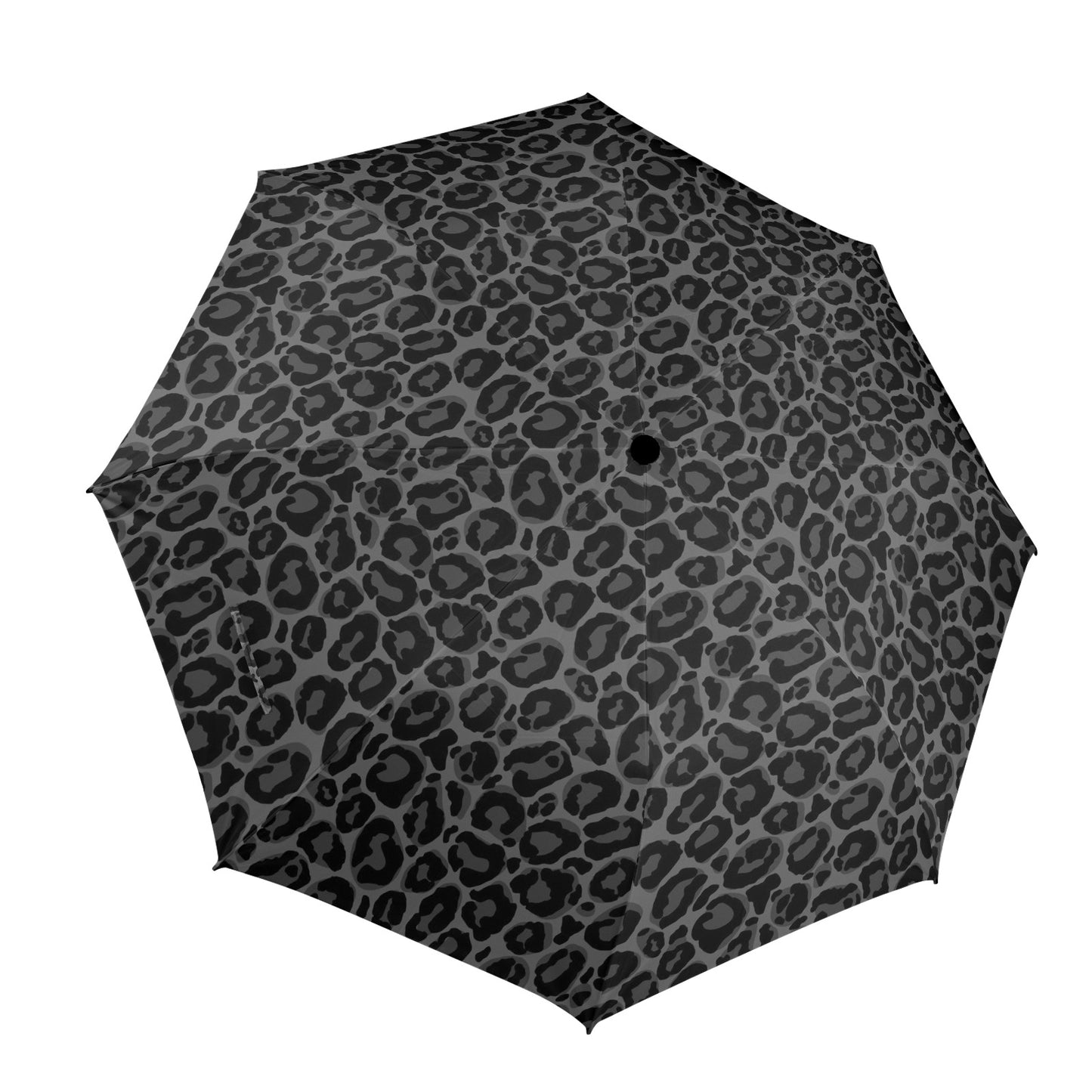 Black Leopard Umbrella, Animal Print Grey Golf Anti-UV Semi-Automatic Sun Rain Parasol Large Compact Windproof Designer Luxury Men Women