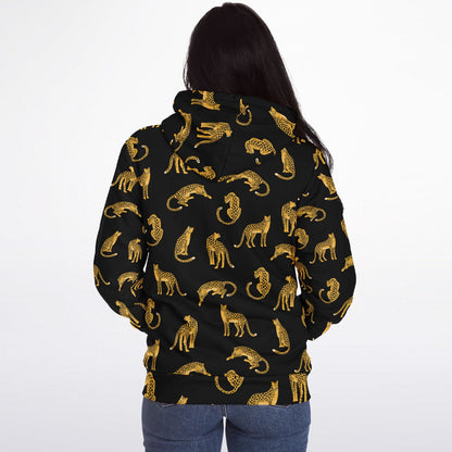 Leopard Zip Up Fleece Lined Hoodie, Animal Cheetah Print Heavyweight Full Zipper Pocket Men Women Unisex Graphic Hooded Sweatshirt Jacket