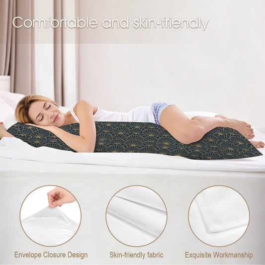 Art Deco Retro Body Pillow Case, Geometric Vintage Retro 1920s Gold Dark Long Large Bed Accent Pillowcase Print Throw Decor Decorative Cover