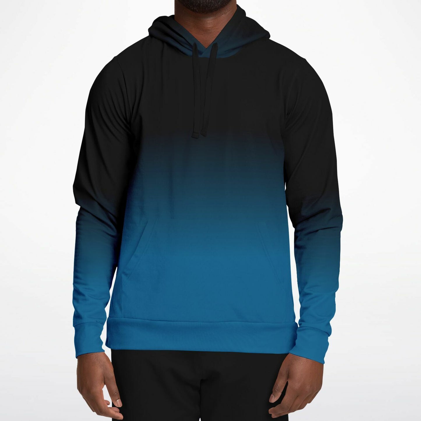 Black Blue Ombre Hoodie, Tie Dye Gradient Pullover Men Women Adult Aesthetic Cotton Hooded Sweatshirt with Pockets Designer Plus Size