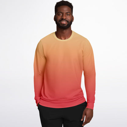 Red Orange Yellow Ombre Sweatshirt, Gradient Tie Dye Crewneck Fleece Cotton Sweater Jumper Pullover Men Women Adult Designer Top