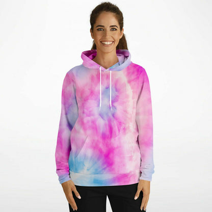 Cotton Candy Tie Dye Hoodie, Pink Blue Pullover Men Women Adult