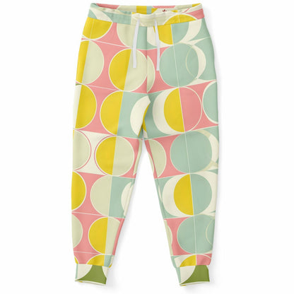 Mid Century Modern Joggers Sweatpants Pockets, Yellow Women Men Female Ladies Fleece Comfy Cotton Sweats Pants Loungewear Bottoms