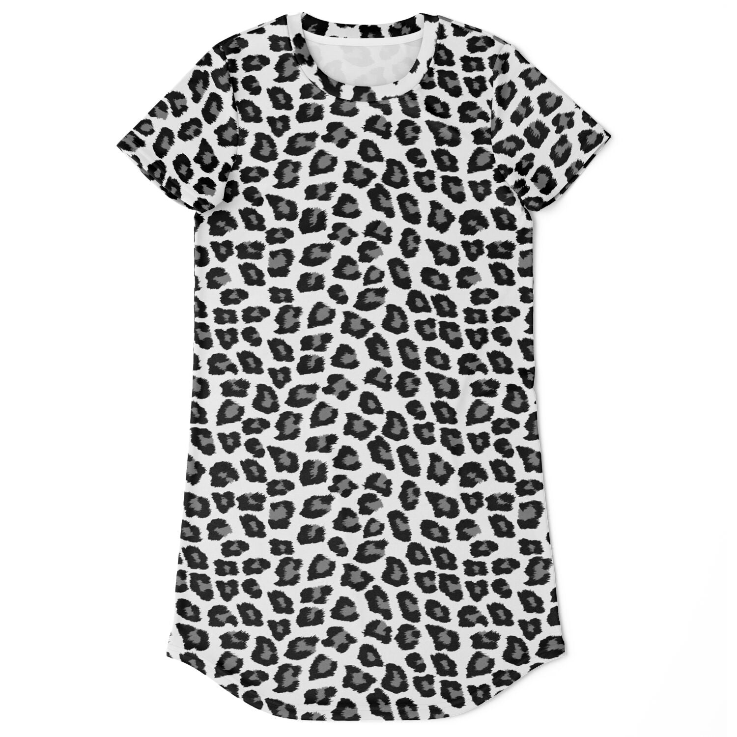 Snow Leopard Tshirt Dress, Black White Animal Print Women Ladies Mini –  Starcove Fashion