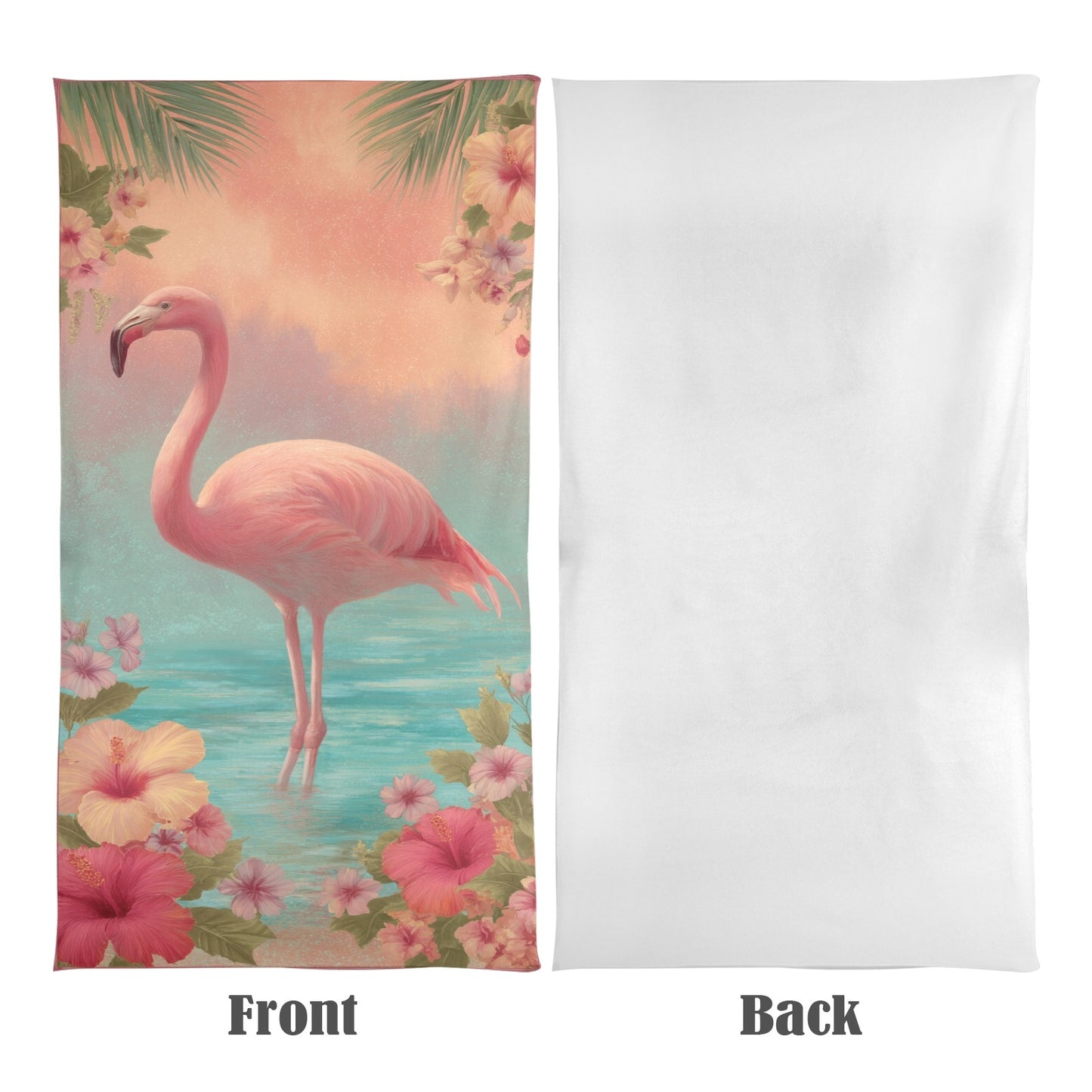 Pink Flamingo Oversized Beach Towel, Floral Ocean Sea Tropical Pool Microfiber Extra Large Swim Quick Dry Surf Designer Men Women XL Cotton