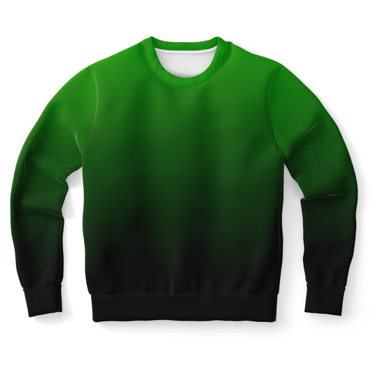 Black Green Ombre Sweatshirt, Gradient Tie Dye Graphic Crewneck Fleece Cotton Sweater Jumper Pullover Men Women Adult Aesthetic Designer Top