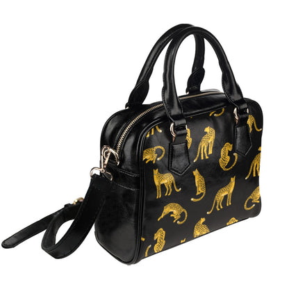 Leopard Purse, Animal Cheetah Gold Print Panther Puma Pattern Cute Small Shoulder Bag Vegan Leather Women Designer Handbag Crossbody