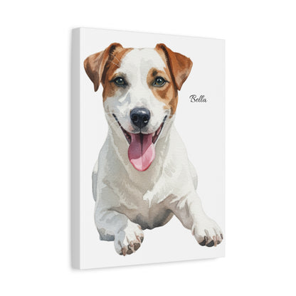 Custom Pet Portrait Canvas Gallery Wrap, Watercolor Painting Dog Cat Personalized Wall Art Print Artwork Small Large Hanging Vertical Poster