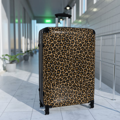 Leopard Suitcase Luggage, Animal Print Cheetah Carry On 4 Wheels Cabin Travel Small Large Set Rolling Spinner Lock Designer Hard Shell Case - Starcove Fashion