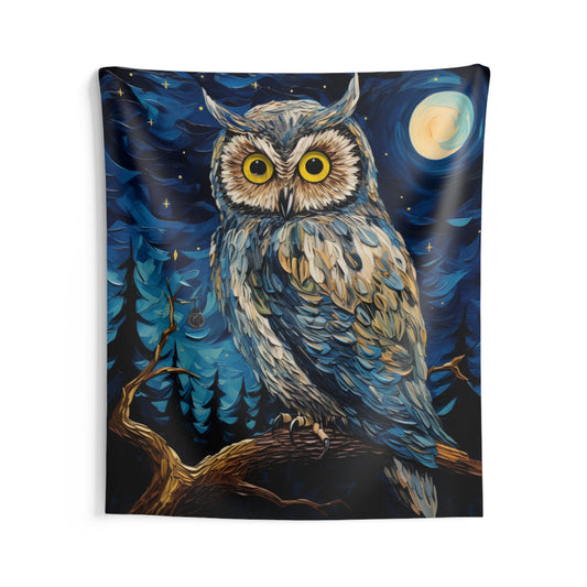 Owl Tapestry, Printed Painting Animal Bird Wall Art Hanging Cool Unique Vertical Aesthetic Large Small Decor Bedroom College Dorm Room Starcove Fashion