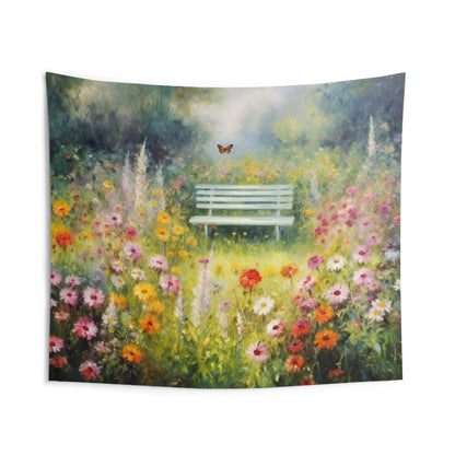 Flower Garden Tapestry, Impressionist Nature Wall Art Hanging Cool Unique Landscape Aesthetic Large Small Decor Bedroom Dorm Room Starcove Fashion