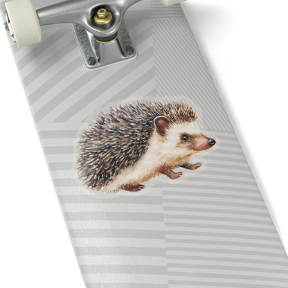 Hedgehog Sticker Decal, Watercolor Animal Wildlife  Cute Art Vinyl Laptop Waterbottle Tumbler Car Waterproof Bumper 4x4 Clear Die Cut Wall