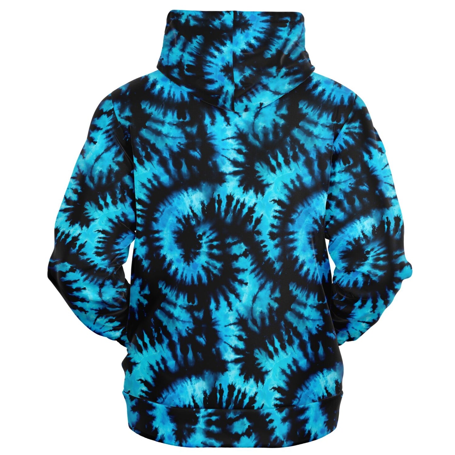 Black Blue Tie Dye Zip Up Hoodie, Front Zipper Pocket Men Women Unisex Adult Aesthetic Graphic Cotton Fleece Hooded Sweatshirt