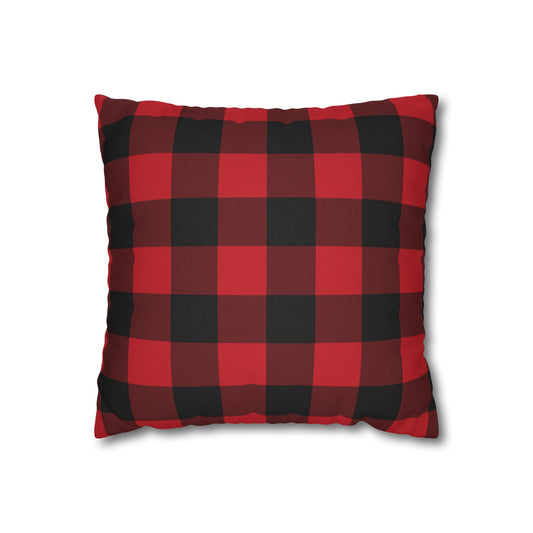 Red Buffalo Plaid Pillow Case, Black Check Square Christmas Throw Decorative Cover Decor Bedding Bed Accent Couch Sofa Bedroom