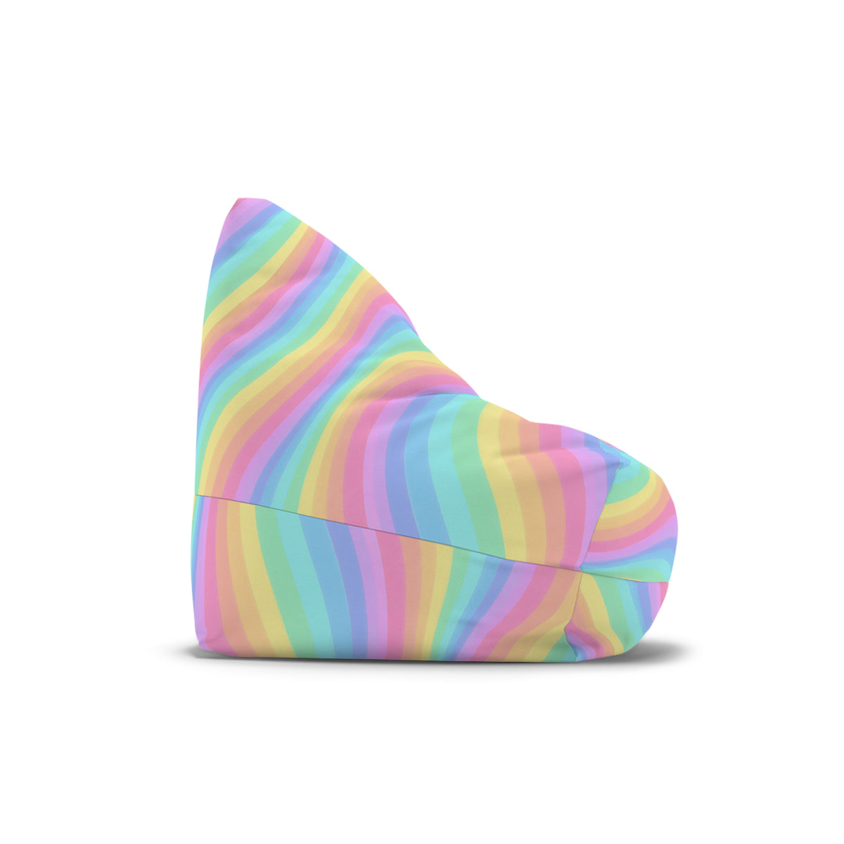 Rainbow Bean Bag Chair Cover, Pastel Wavy Stripes Washable Triangle Furniture Small Large Adult Children Kids Playroom Apartment Dorm Decor