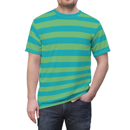 Light Blue Green Striped Tshirt, Pastel Stripes Designer Graphic Lightweight Heavyweight Crewneck Men Women Tee Top Short Sleeve Shirt - Starcove Fashion