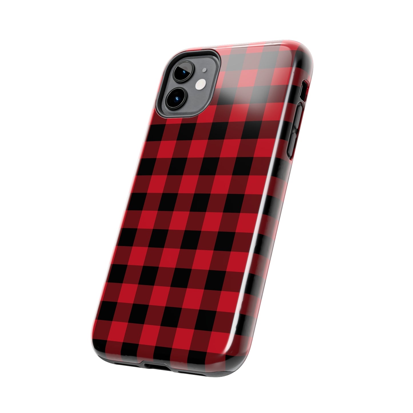 Red Buffalo Plaid iPhone 15 14 Pro Max Case, Check Tough iPhone 13 12 11 Print Cute Gift XS XR X 7 Plus 8 8F Cell Phone Cover