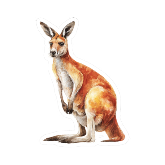 Kangaroo Sticker Decal, Watercolor Animal Wildlife  Cute Art Vinyl Laptop Waterbottle Tumbler Car Waterproof Bumper 4x4 Clear Die Cut Wall