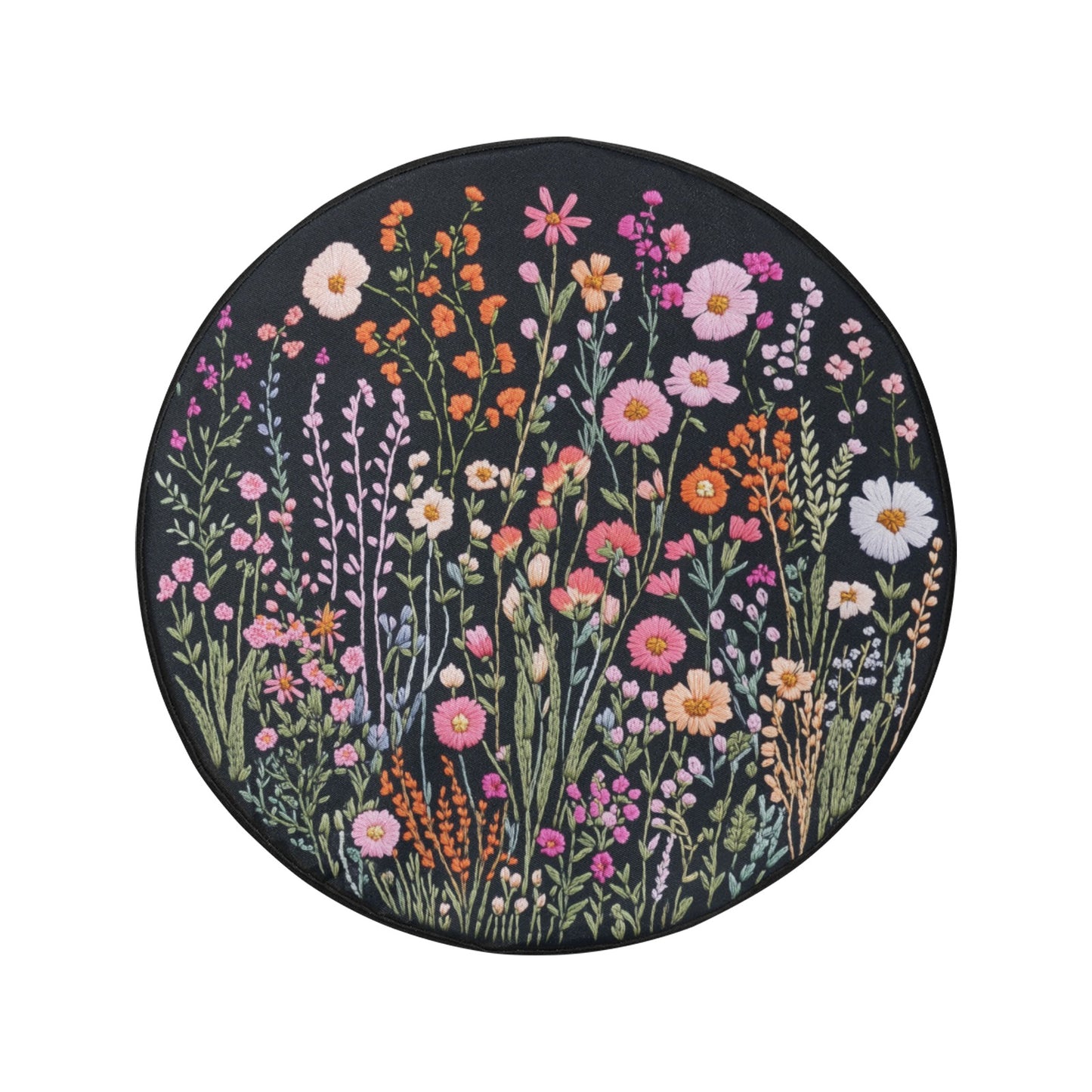 Wild Flowers Spare Tire Cover, Faux Embroidery Pastel Printed Grassy Botanicals Floral Wheel Unique Backup Camera Hole Trailer Back Women RV - Starcove Fashion