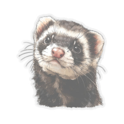 Ferret Sticker Decal, Watercolor Animal Wildlife Cute Art Vinyl Laptop Waterbottle Tumbler Car Waterproof Bumper 4x4 Clear Die Cut Wall