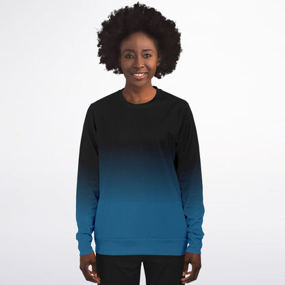 Black Blue Ombre Sweatshirt Cotton, Tie Dye Gradient Crewneck Fleece Sweater Jumper Pullover Men Women Adult Aesthetic Designer Top
