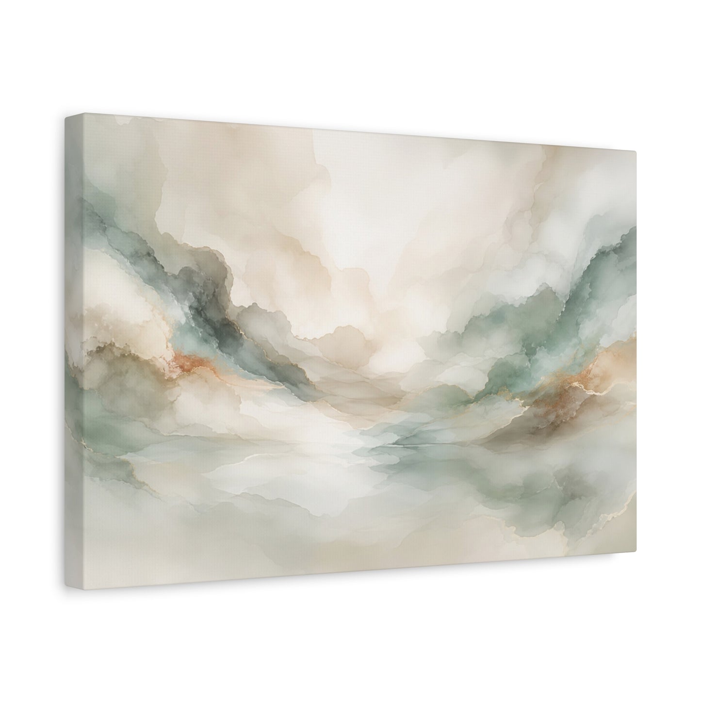 Dreamy Abstract Canvas Gallery Wrap, Sage Soft Neutral Watercolor Wall Art Print Decor Small Large Hanging Modern Landscape Living Room