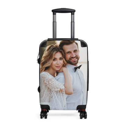 Custom Photo Suitcase Luggage, Personalized Upload Picture Carry On 4 Wheels Cabin Travel Small Large Set Rolling Spinner Lock Hard Shell