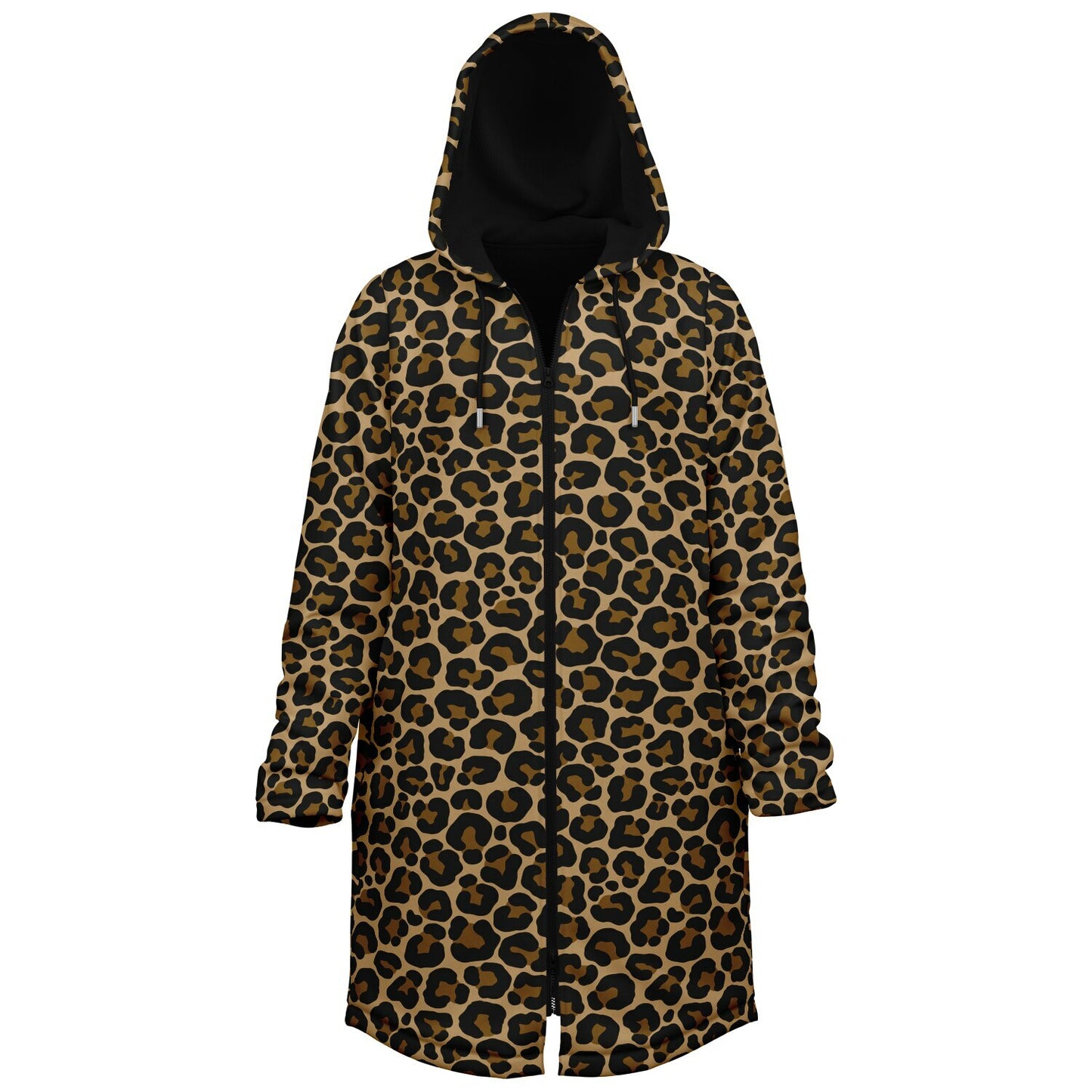 Leopard Hooded Cloak Fleece Jacket, Animal Print Cheetah Zipper Coat Men Women Male Ladies Winter Mink Hooded Parka Wearable Cape Pockets