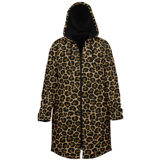 Leopard Hooded Cloak Fleece Jacket, Animal Print Cheetah Zipper Coat Men Women Male Ladies Winter Mink Hooded Parka Wearable Cape Pockets