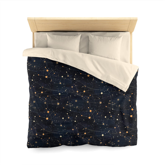 Constellations Duvet Cover, Stars Space Night Sky Bedding Queen King Full Twin XL Microfiber Unique Designer Bed Quilt Bedroom Decor
