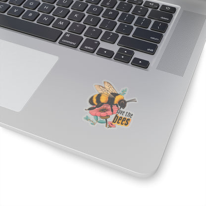 Save the Bees Sticker Decal, Honey Bee Animal Flower Art Vinyl Laptop Cute Waterbottle Tumbler Car Waterproof Bumper Clear Aesthetic