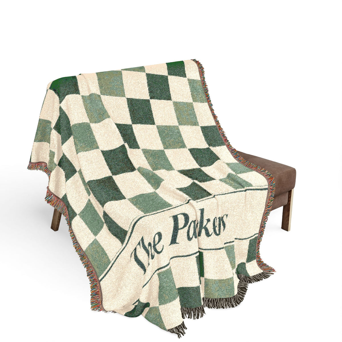 Custom Checkered Couples Woven Blanket Tapestry, Green Sage Throw Family Name Personalized Wedding Anniversary Engagement Cotton Small Large
