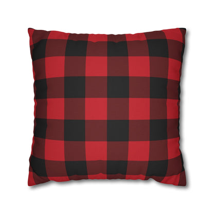 Red Buffalo Plaid Pillow Case, Black Check Square Christmas Throw Decorative Cover Decor Bedding Bed Accent Couch Sofa Bedroom