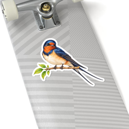Barn Swallow Bird Sticker Decal, Blue Forked Tail Birdwatcher Watercolor Art Vinyl Laptop Waterbottle Tumbler Car Waterproof Bumper Clear