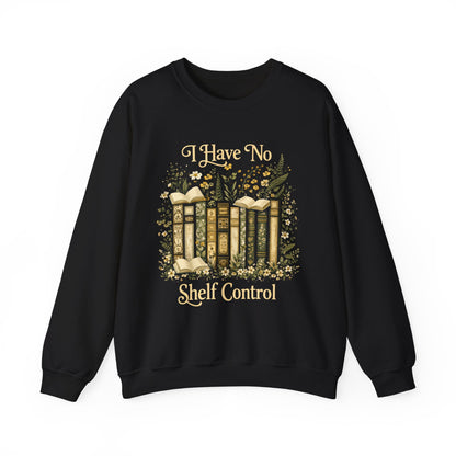 I Have No Shelf Control Sweatshirt, Bookworm Reading Books Librarian Graphic Crewneck Fleece Cotton Sweater Jumper Pullover Men Women Top