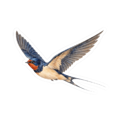 Barn Swallow Bird Sticker Decal, Blue Flying Birdwatcher Watercolor Art Vinyl Laptop Waterbottle Tumbler Car Waterproof Bumper Clear Die Cut
