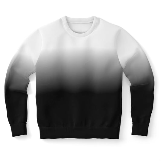Black White Ombre Sweatshirt, Gradient Tie Dye Graphic Crewneck Fleece Cotton Sweater Jumper Pullover Men Women Adult Aesthetic Designer Top