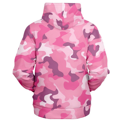 Pink Camo Zip Up Hoodie, Camouflage Full Zipper Pocket Men Women