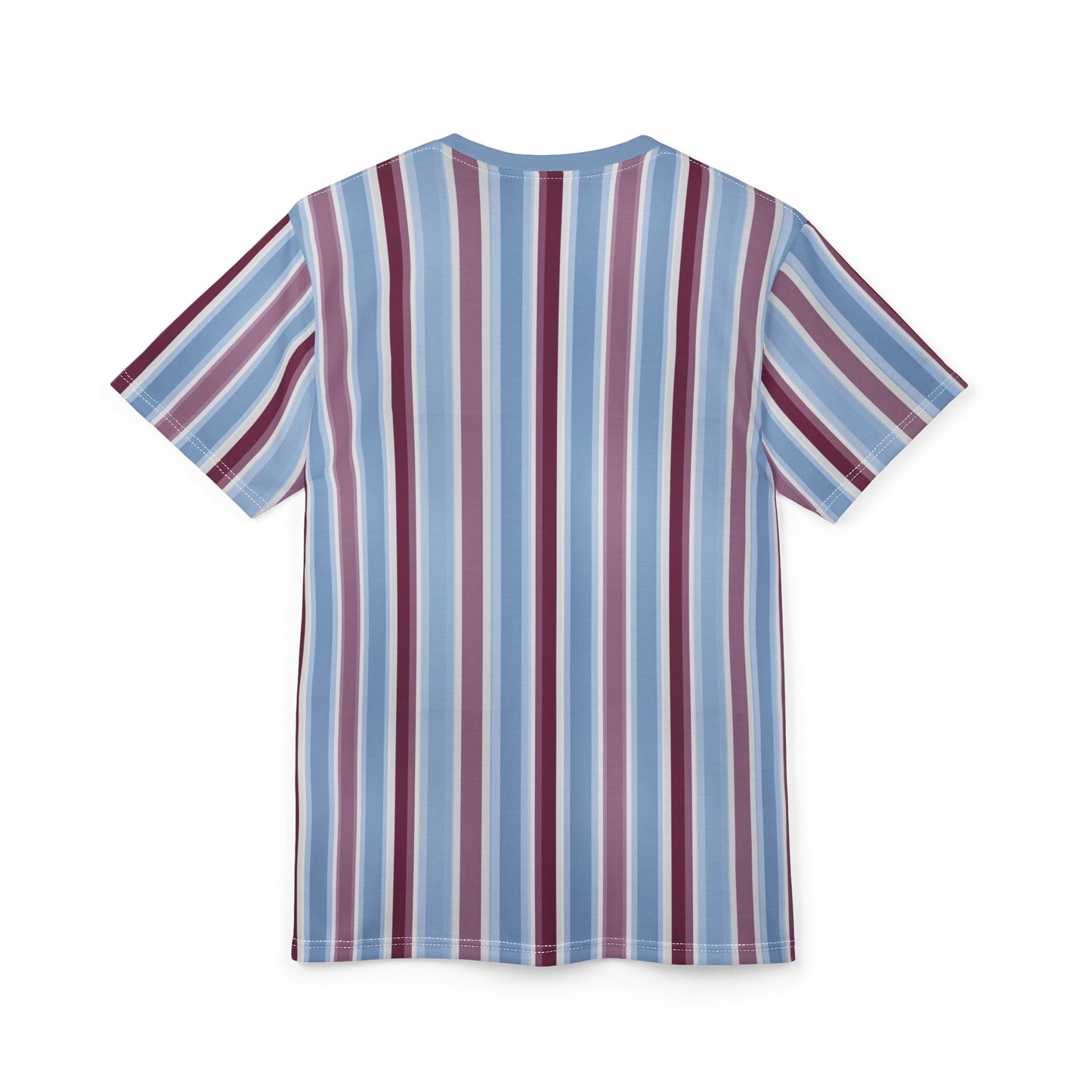 Blue Burgundy Striped Tshirt, Vertical Stripe Designer Aesthetic Lightweight Heavyweight Crewneck Men Women Tee Top Short Sleeve Shirt