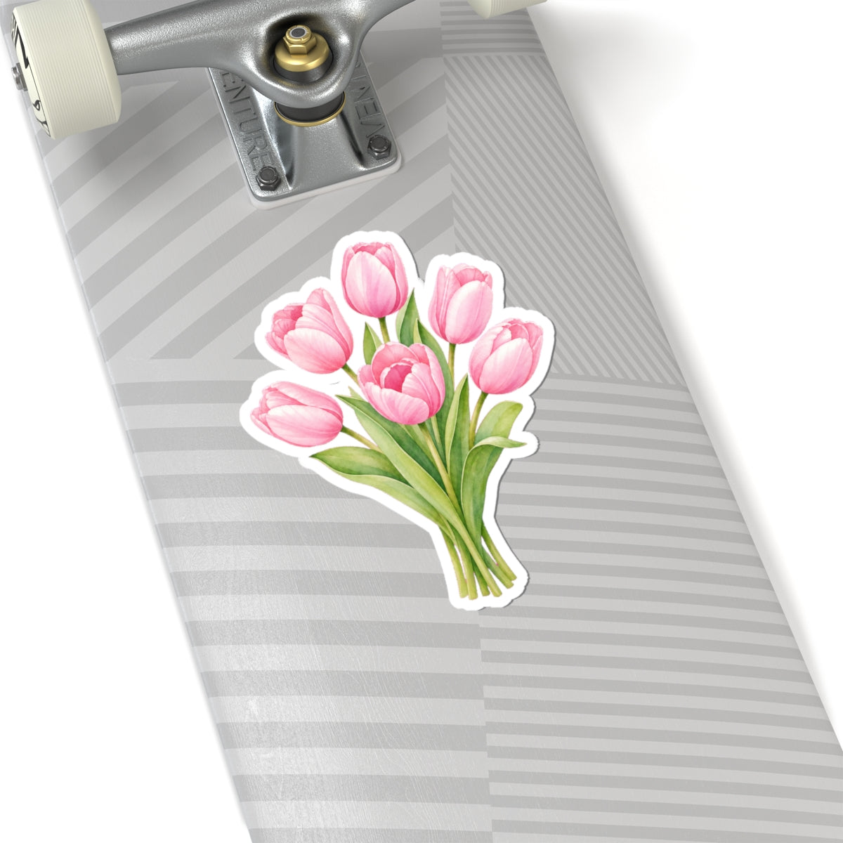 Pink Tulips Flower Sticker Decal, Bouquet Floral Watercolor Art Vinyl Cute Waterbottle Tumbler Car Waterproof Bumper Clear Die Cut Wall - Starcove Fashion