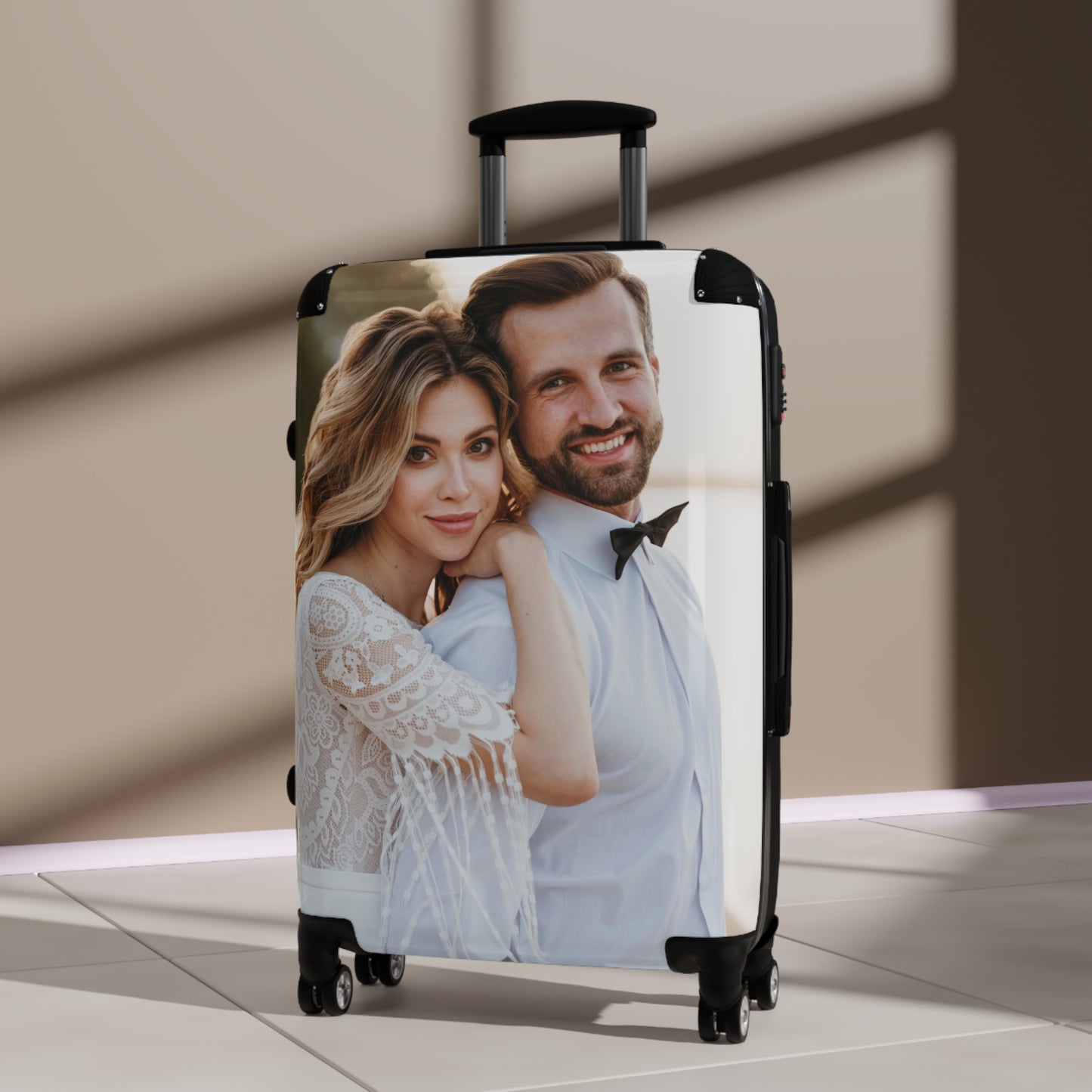 Custom Photo Suitcase Luggage, Personalized Upload Picture Carry On 4 Wheels Cabin Travel Small Large Set Rolling Spinner Lock Hard Shell