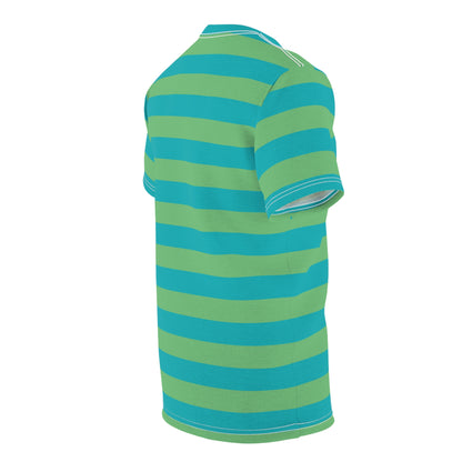 Light Blue Green Striped Tshirt, Pastel Stripes Designer Graphic Lightweight Heavyweight Crewneck Men Women Tee Top Short Sleeve Shirt - Starcove Fashion