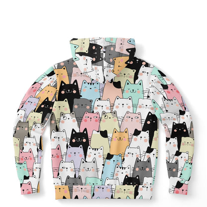 Cats Hoodie, Kittens Animal Pullover Men Women Adult Aesthetic Graphic Cotton Hooded Sweatshirt with Pockets Designer Plus Size