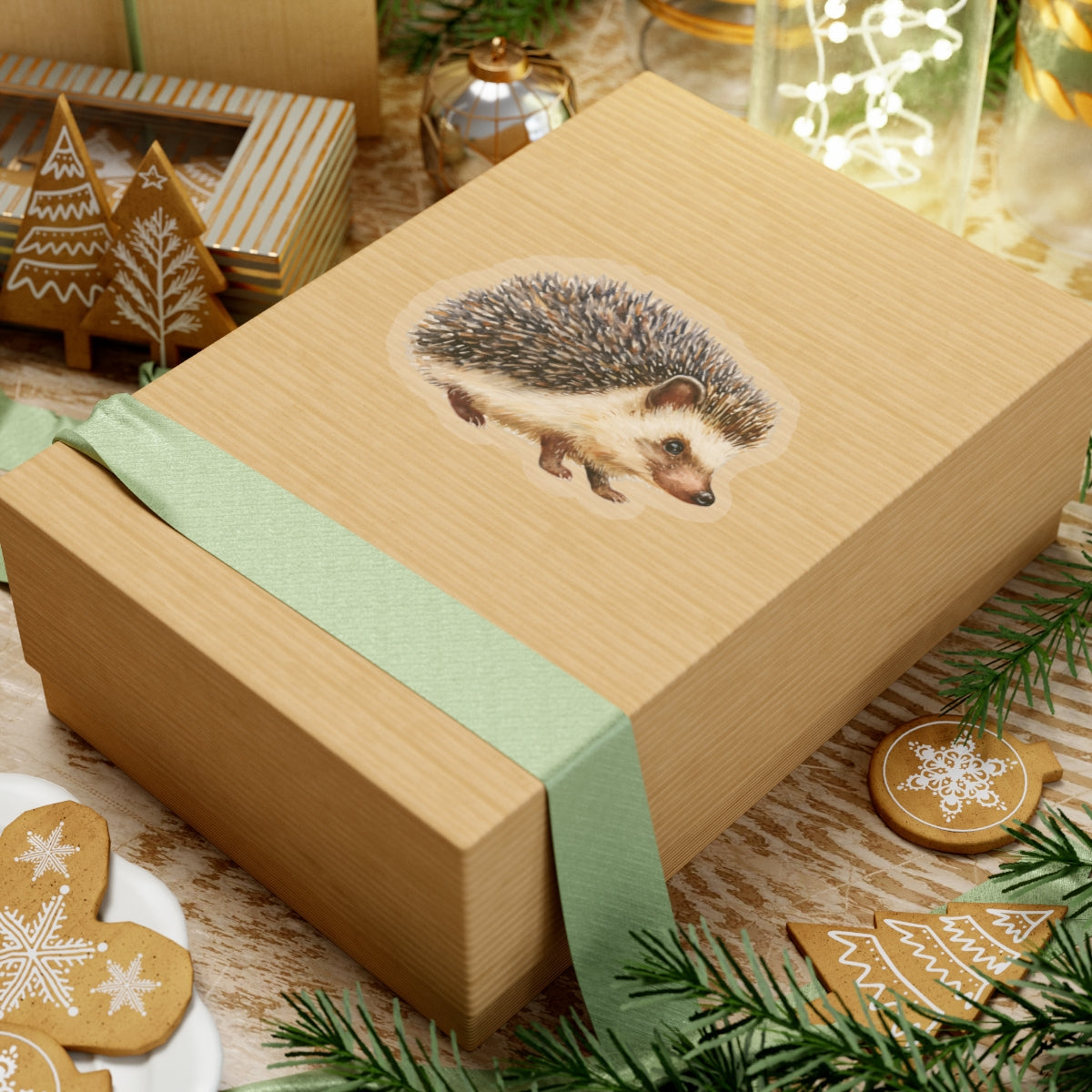 Hedgehog Sticker Decal, Watercolor Animal Wildlife  Cute Art Vinyl Laptop Waterbottle Tumbler Car Waterproof Bumper 4x4 Clear Die Cut Wall