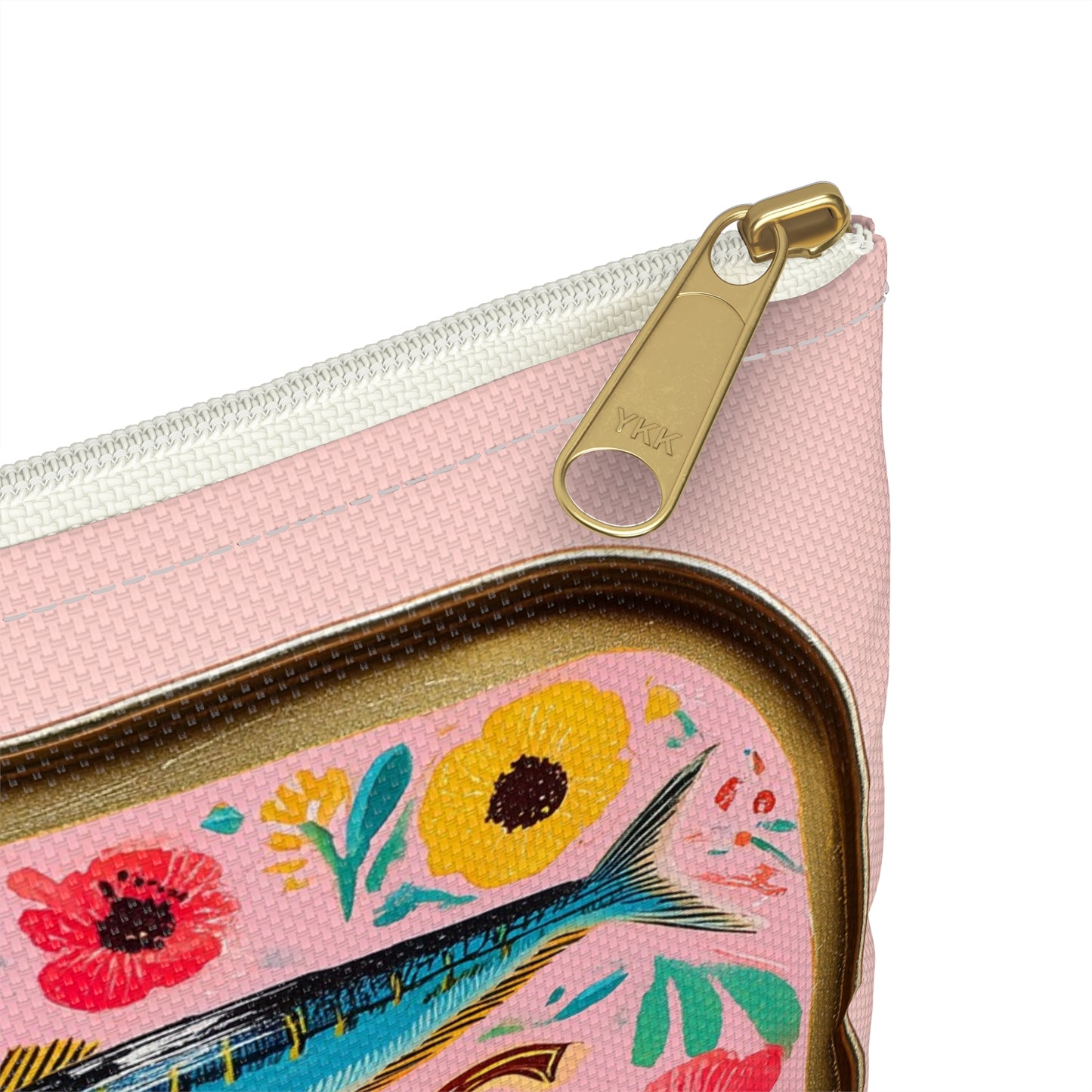Sardine Can Print Zipper Pouch, Fish Pencil Case Vintage Pen Coin Makeup Travel Cosmetic Bag Accessory Canvas Zipper Large Small Organizer