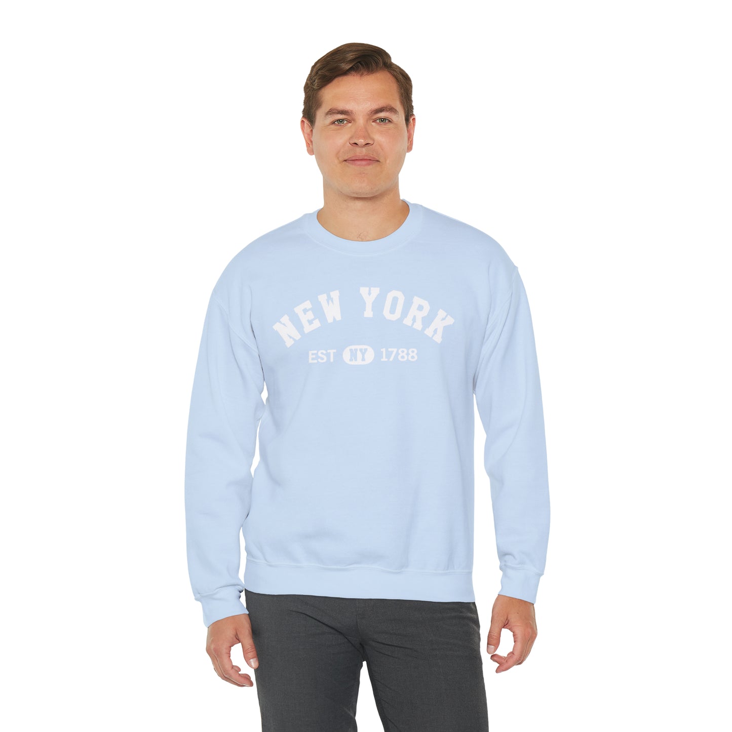 NY New York State Sweatshirt, I Love NY Vintage Graphic USA American Crewneck Sports Sweater Jumper Pullover Men Women Top