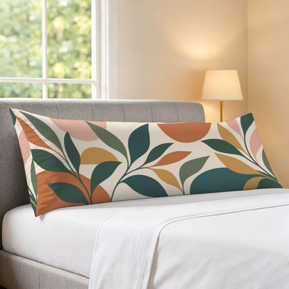 Mid Century Modern Body Pillow Case,  Flowers Boho Abstract Botanical Green Long Large Bed Accent Pillowcase Print Throw Decorative Cover