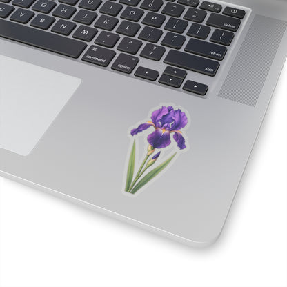 Purple Iris Flower Sticker Decal, Blossom Floral Watercolor Art Vinyl Cute Waterbottle Tumbler Car Waterproof Bumper Clear Die Cut Wall - Starcove Fashion