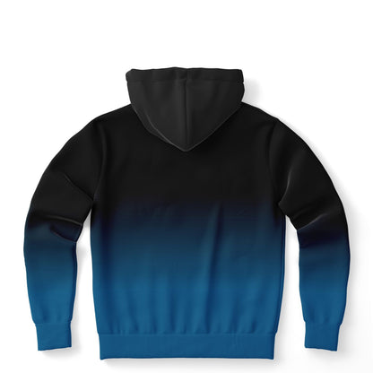 Black Blue Ombre Hoodie, Tie Dye Gradient Pullover Men Women Adult Aesthetic Cotton Hooded Sweatshirt with Pockets Designer Plus Size