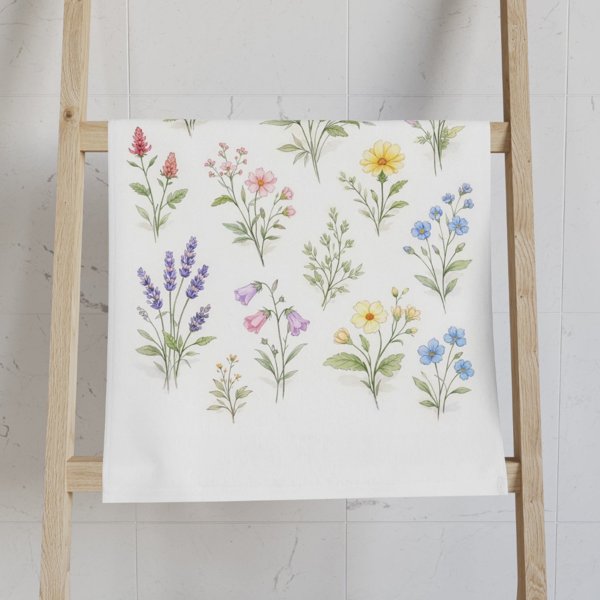 Wildflower Hand Towel, Flowers Botanical Floral Watercolor Guest Bath Softest Bathroom Spa Tea Cotton Kitchen Gift Her Women Sack Linen - Starcove Fashion